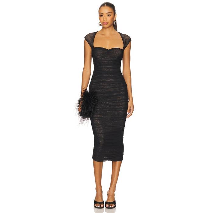 Seroya 【 Kylie Mesh Midi Dress Women Black 】 お召しもの レディース 黒いこと 黒いこと