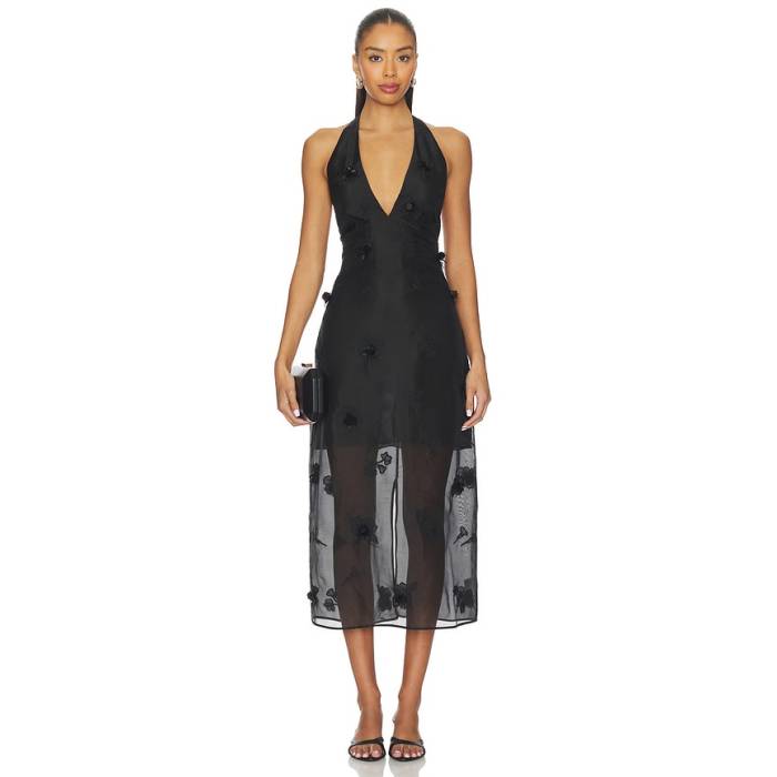L\u0027academie 【 By Marianna Minah Midi Dress Women Black 】 お召しもの レディース 黒いこと 黒いこと
