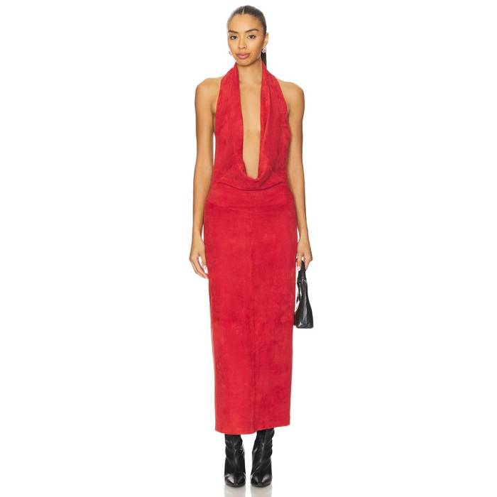 Understated Leather 【 X Revolve Liv Maxi Dress Women Lava Red 】 御召しもの レディース Red 赤・赤いこと