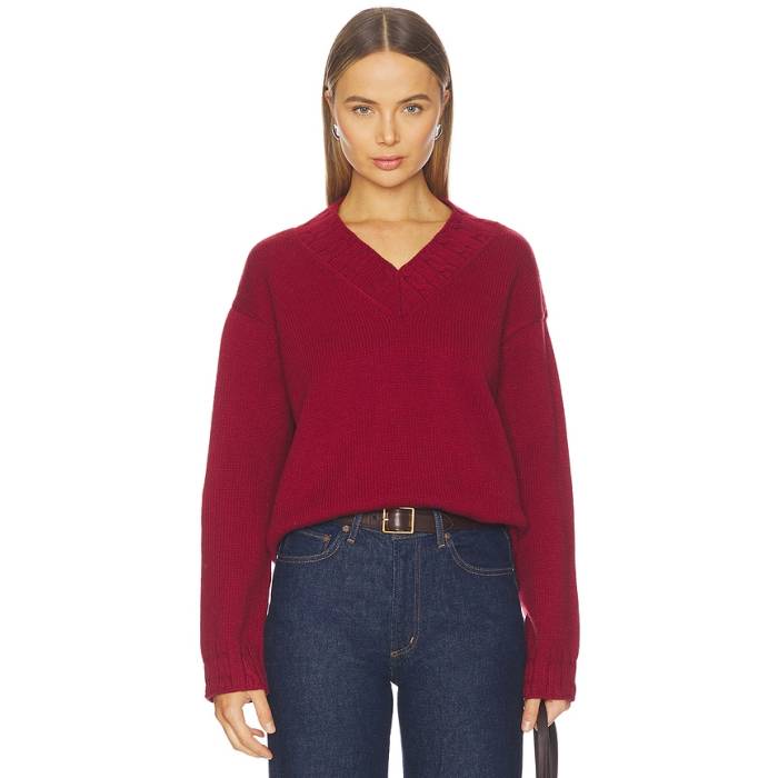 Lovers And Friends 【 Haisley V Neck Sweater Women Red 】 調教師 レディース Red 赤・赤いこと