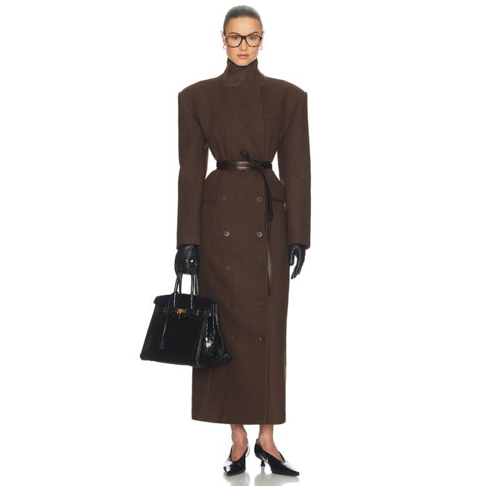 Helsa 【 Italian Wool Blend Extra Long Coat Women Chocolate 】 レディース