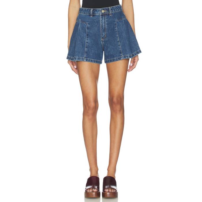 Abrand 【 94 Pleated Short Women Mid Blue 】 レディース ミッド 青味 青み