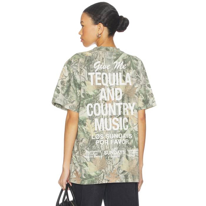 Los Sundays 【 The Tequila \u0026 Country Music Tee Unisex Camo 】 カントリー プルオーバー ユニ一発やる 家鴨柄