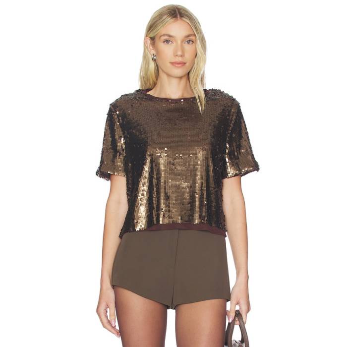 ラグアンドボーン Rag \u0026 Bone 【 Lucy Sequin Tee Women Coffee 】 プルオーバー レディース