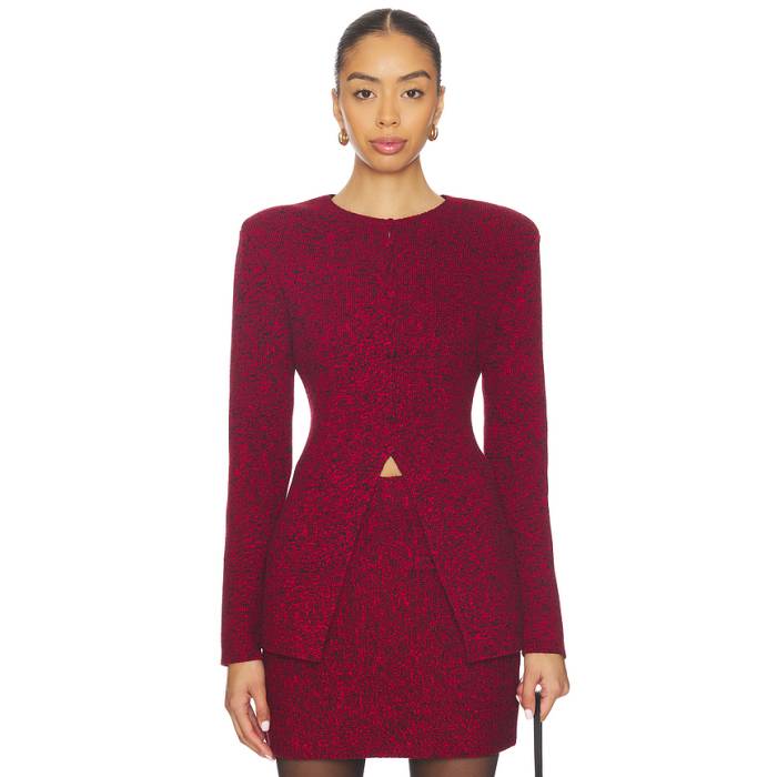 Et Ochs 【 Mischa Knit Cardigan Women Lipstick Red \u0026Amp; Black 】 編み物 ジレー レディース Red 赤・赤いこと 黒いこと 黒いこと