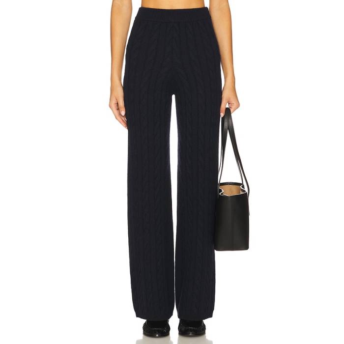 Soft Goat 【 Cable Knit Pant Women Navy 】 編み物 ズボン下 レディース 紺色 米国海軍