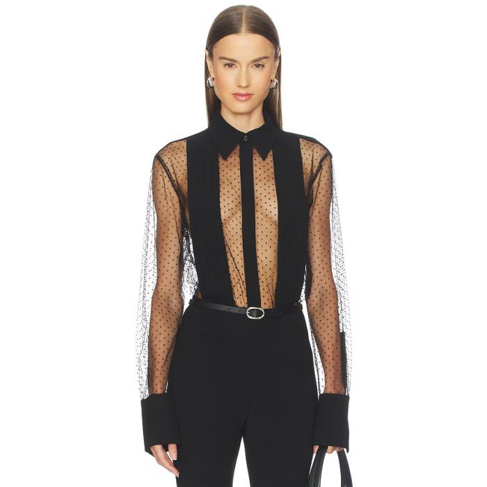 Sans Faff 【 Meghan Panelled Polka Silk Blouse Women Polka Dot 】 レディース