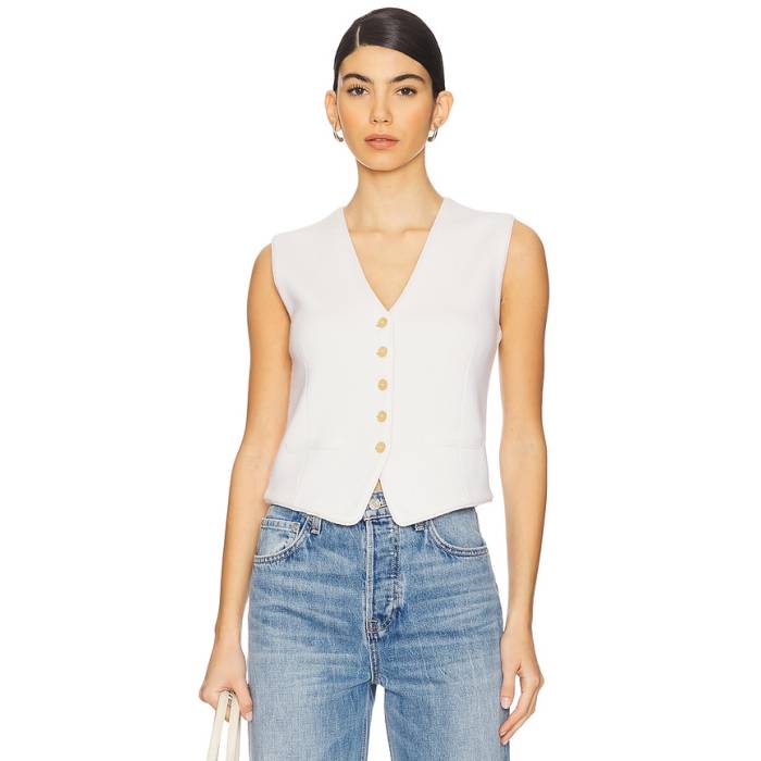 Guest In Residence 【 Tailored Vest Women Cream 】 より良い レディース 皮膚軟化剤