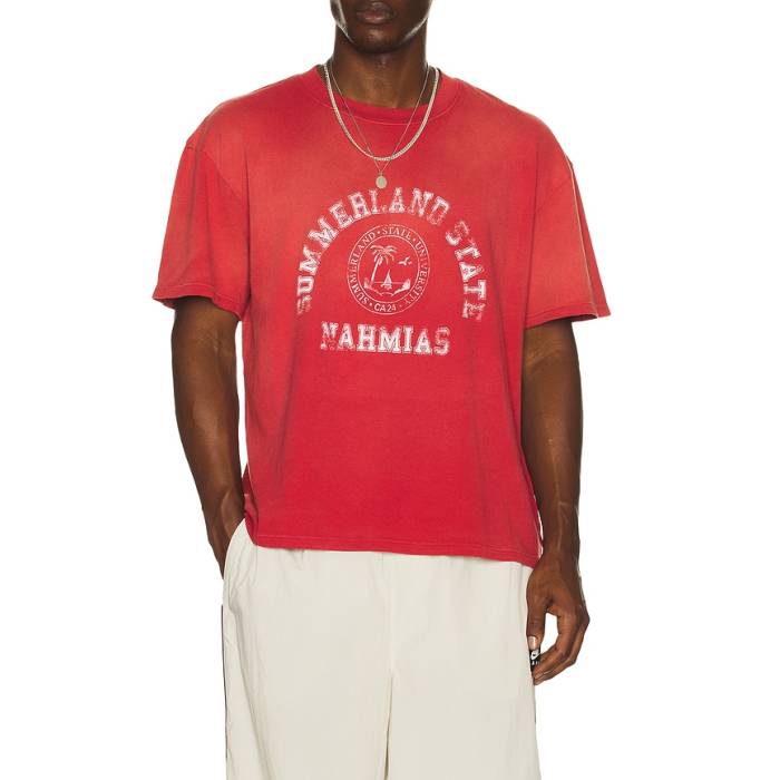 Nahmias 【 Summerland State Boxy Tee Men Ruby 】 State 滑るゲーム盤 プルオーバー メンズ