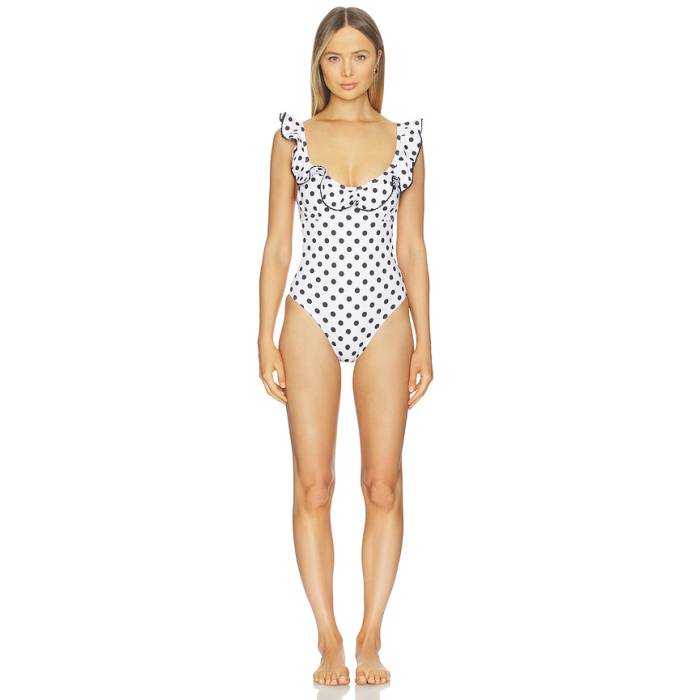 Caroline Constas 【 Anastasia One Piece Women Ivory &Amp; Black Polka Dot 】 レディース アイボリー 黒色 ブラック｜スニケス