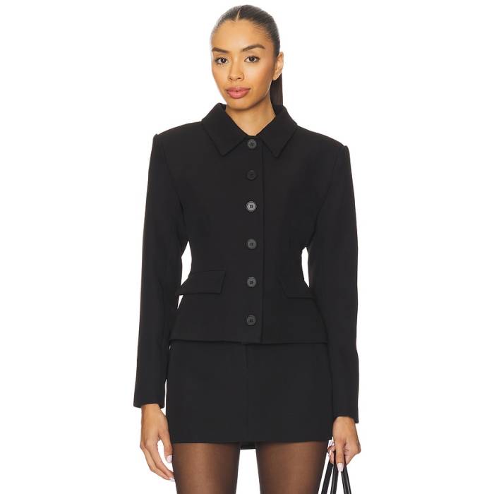 Line \u0026 Dot 【 X Revolve Derrick Jacket Women Black 】 デリック Jacket 上衣 レディース 黒いこと 黒いこと