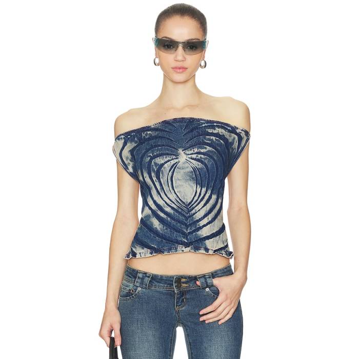 Masha Popova 【 Love Heart Bandana Top Women Faded Indigo 】 レディース 藍色・インディゴ