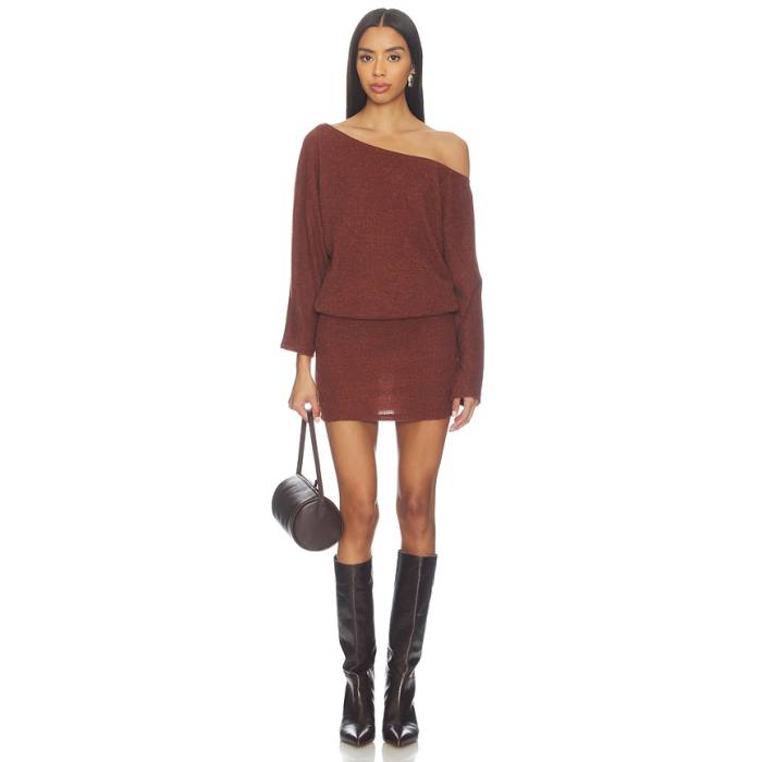 Bella Venice 【 X Revolve Izzy Sweater Dress Women Brown 】 調教師 お召しもの レディース 赤銅色 赤銅色