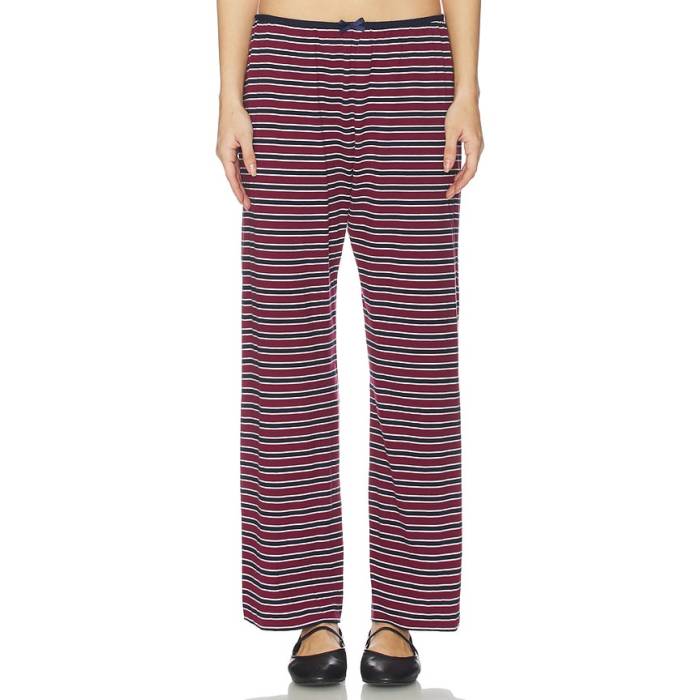 Donni. 【 The Stripe Jersey Bow Simple Pant Women Oxblood 】 Stripe ストライプ ジャージ パンツ レディース 赤・オックスブラッド|スニケス