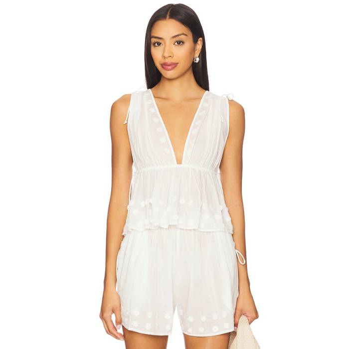 ウラ・ジョンソン Ulla Johnson 【 Anya Plunge V Neck Top Coverup Women Pristine 】 レディース
