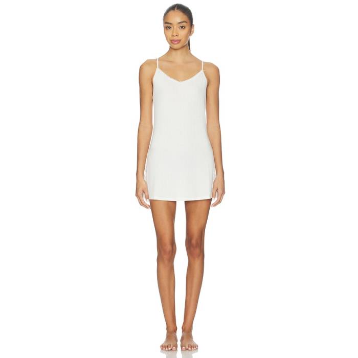 Homebodii 【 Pointelle Slip Dress Women White 】 御召しもの レディース 白いこと 白いこと