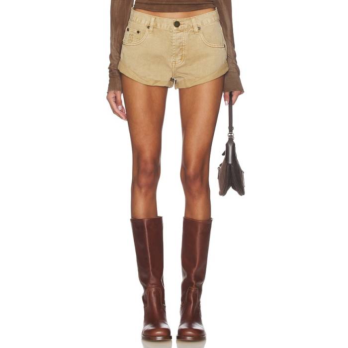 一ティースプーン One Teaspoon 【 Bandits Low Waist Shorts Women Warm Tan 】 さる股引き レディース ウォーム