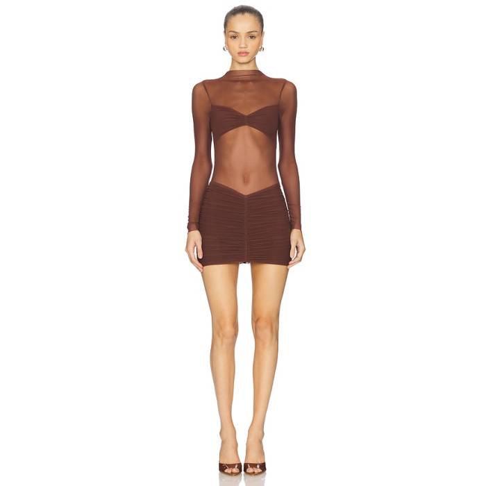 Superdown 【 Carolina Mini Dress Women Chocolate 】 カロライナ 御召しもの レディース