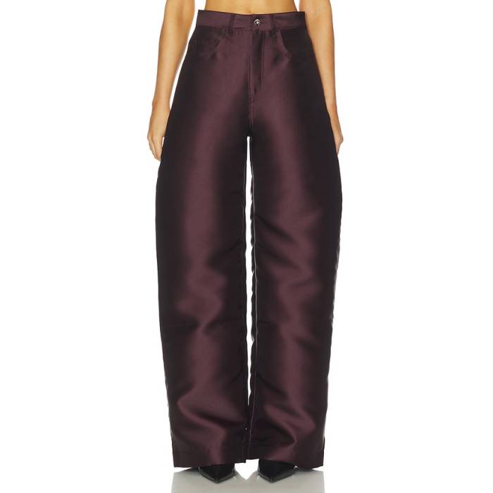 Marques \u0027 Almeida 【 Heavy Satin Boyfriend Trouser Women Burgundy 】 繻子 レディース ぶどう酒色・バーガンディー