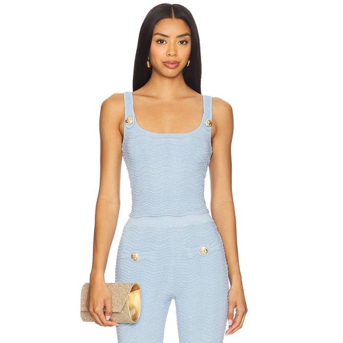 Retrofete 【 Aloe Knit Top Women Metallic Powder Blue 】 編み物 レディース 青碧 青碧