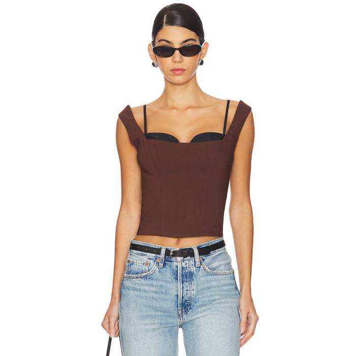 Lpa 【 Kenley Top Women Black \u0026Amp; Brown 】 レディース 黒いこと 黒いこと 赤銅色 赤銅色