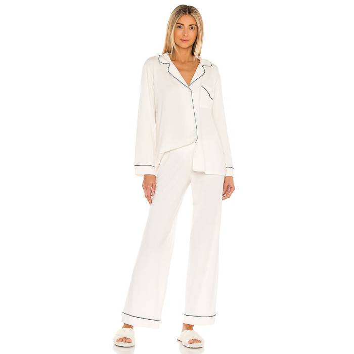 エバージェイ Eberjey 【 Gisele Pj Set Women Ivory \u0026Amp; Navy 】 レディース 象牙色 紺色 米国海軍