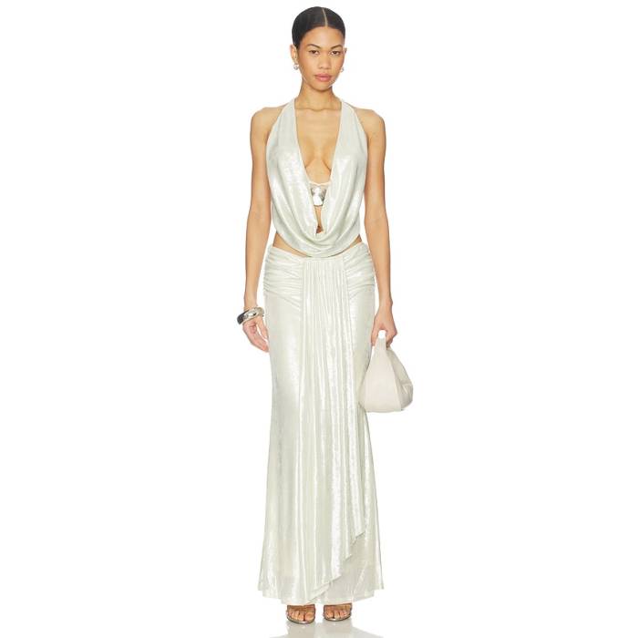 Superdown 【 Ainsley Maxi Skirt Set Women Silver 】 レディース Silver しろがね色・しろがね色