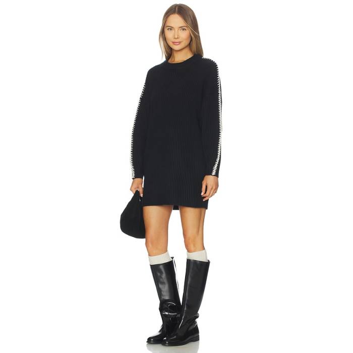 ラグアンドボーン Rag \u0026 Bone 【 Ingrid Crew Neck Mini Dress Women Black 】 労働者の一団 御召しもの レディース 黒いこと 黒いこと