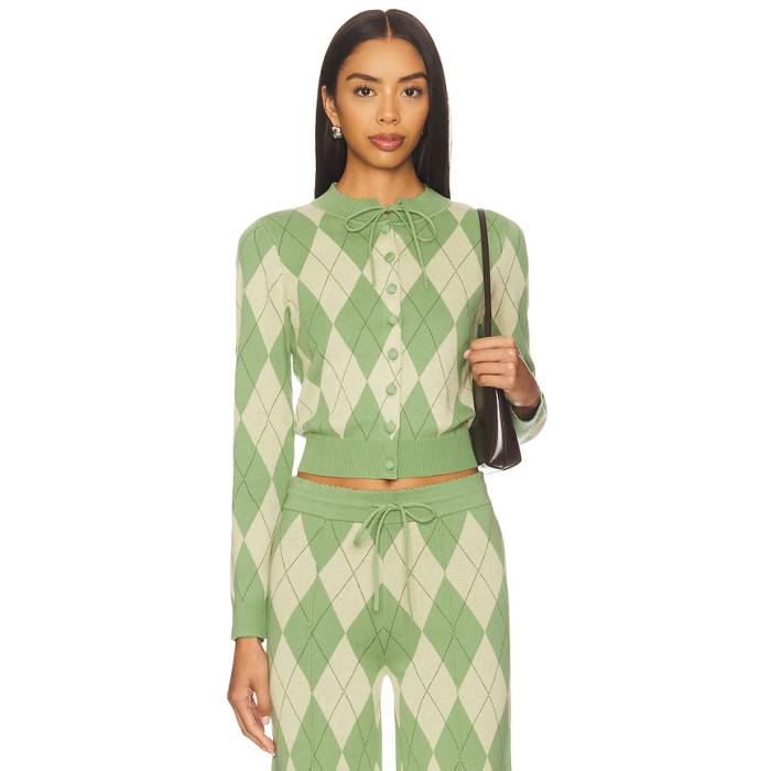 House Of Sunny 【 Argyle Lounge Cardigan Women Matcha 】 ジレー レディース