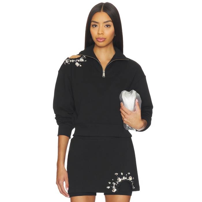 Area 【 Cutout Quarter Zip Sweatshirt Women Black 】 汗水 調教師 レディース 黒いこと 黒いこと