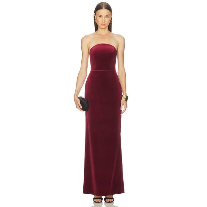 Michael Costello 【 X Revolve Anjelique Velvet Gown Women Burgundy 】 レディース ぶどう酒色・バーガンディー