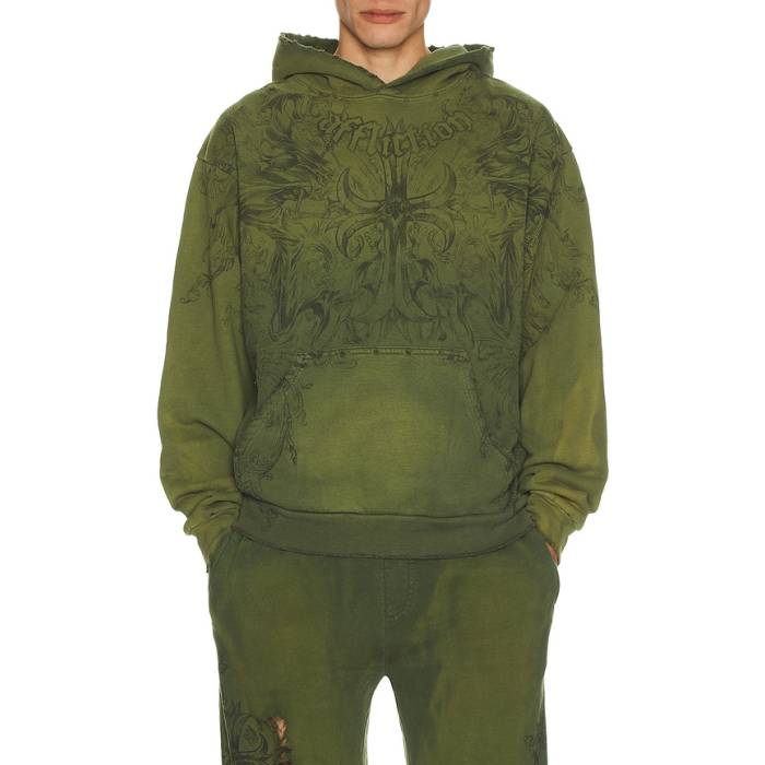 アフリクション Affliction 【 Jump Hoodie Men Vintage Green Vapor Wash 】 フーディー パーカー メンズ vintage ビンテージ・ヴィンテージ green 緑・グリーン|スニケス