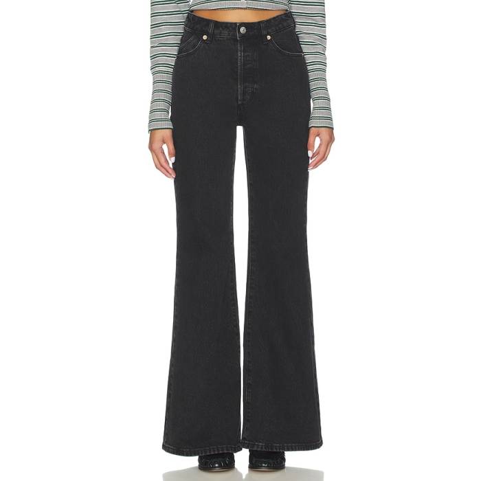 置き目ラス Rolla\u0027s 【 Eastcoast Flare Jeans Women Black Sand 】 デニム レディース 黒いこと 黒いこと 砂色・真砂