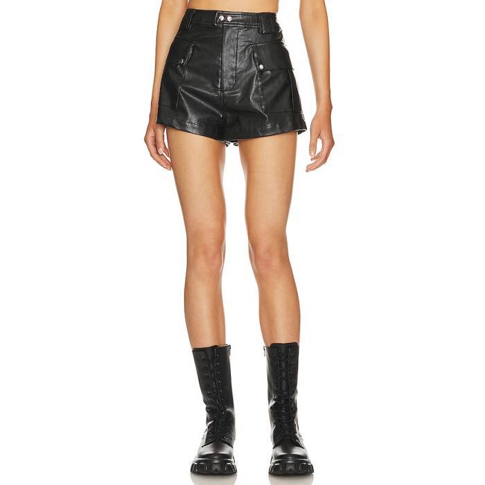 Lovers And Friends 【 Baldwin Faux Leather Short Women Black 】 レザー レディース 黒色 ブラック|スニケス