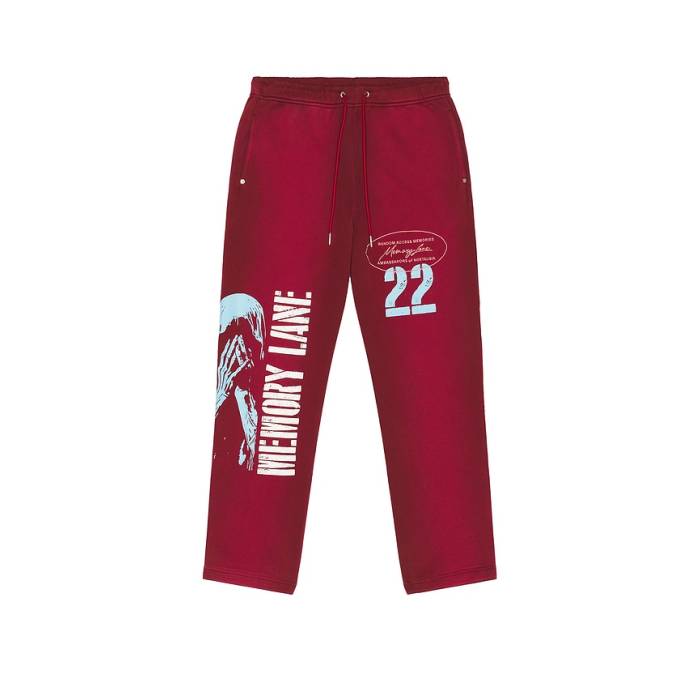 Memory Lane 【 Stencil Logo Sweatpants Men Burgundy 】 ロゴ ロングタイツ メンズ ワイン色・バーガンディー｜スニケス