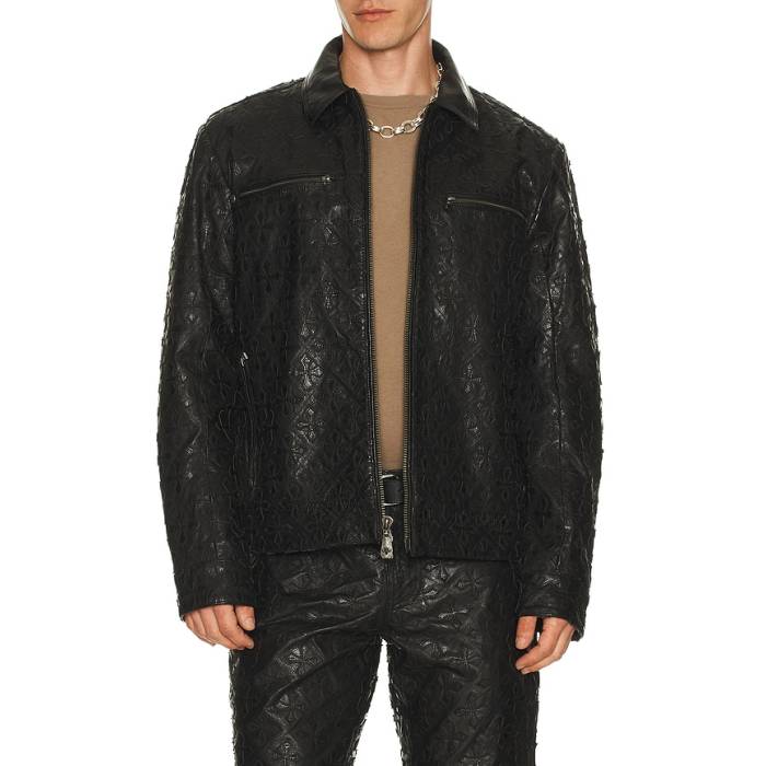 アフリクション Affliction 【 Quilted Cross Leather Jacket Men Black 】 レザー Jacket ジャケット メンズ 黒色 ブラック｜スニケス