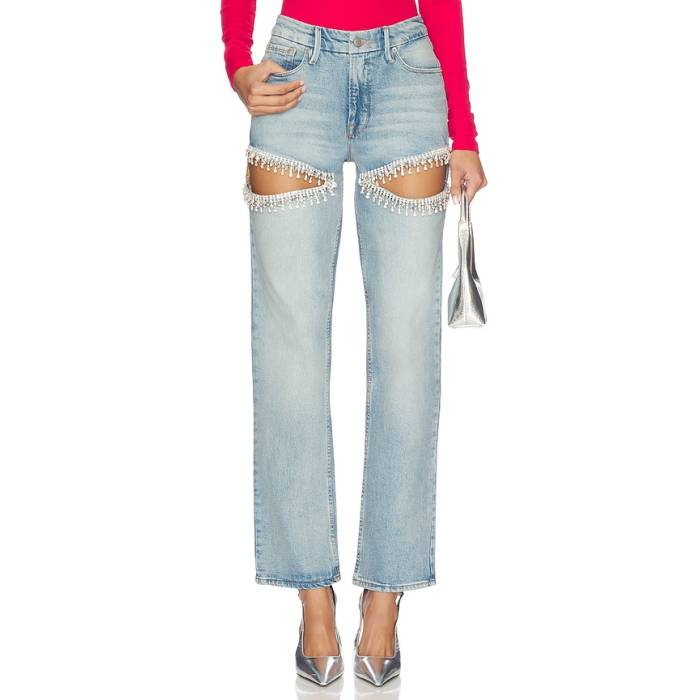 好ましいアメリカン Good American 【 Good Icon Diamond Straight Jeans Women Indigo357 】 アイコン 金剛石 デニム レディース