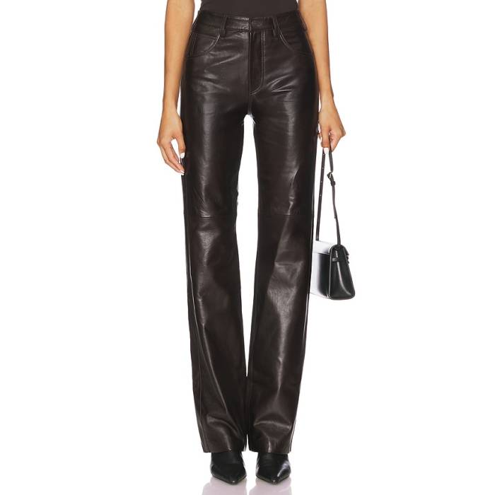 ニリ 置き目タン Nili Lotan 【 Joan Leather Pant Women Espresso 】 なめし革 ズボン下 レディース