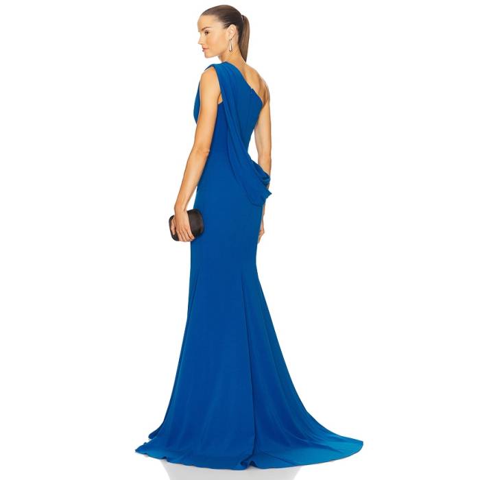 Alex Perry 【 One Shoulder Drape Gown Women Ocean Blue 】 レディース 青碧 青碧