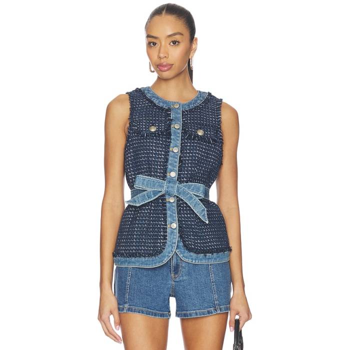 Cinq A Sept 【 Joans Vest Women Blue Haze \u0026Amp; Indigo Multi 】 より良い レディース 青碧 青碧 藍色・インディゴ