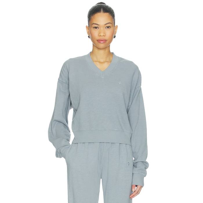 Eterne 【 Lightweight French Terry Cropped V-Neck Sweatshirt Women Slate 】 Vのど首 汗水 調教師 レディース