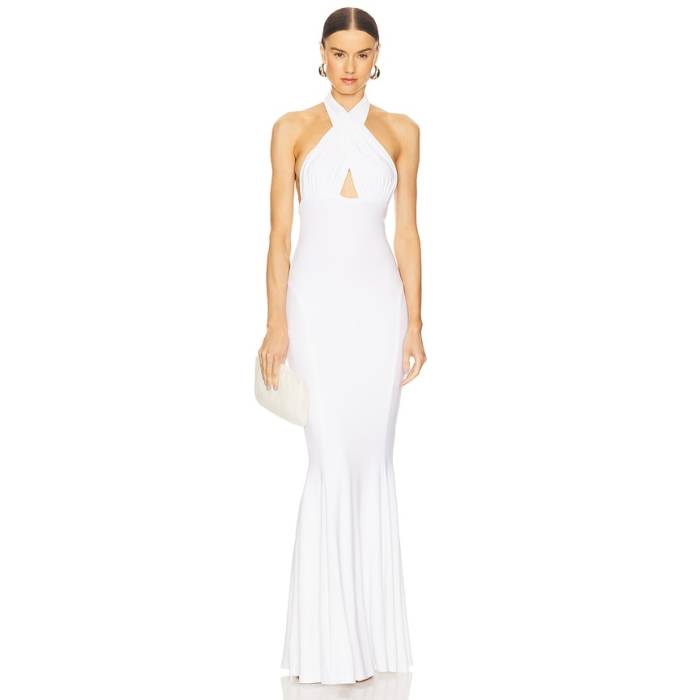 Norma Kamali 【 Halter Fishtail Gown Women Snow White 】 レディース 白いこと 白いこと レディースファッション-ドレス