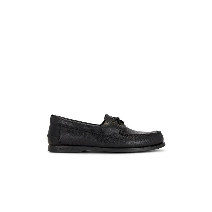 スペリー Sperry 【 X One Of These Days Lou Boat Shoe Men Black Leather Embossed 】 メンズ 黒いこと 黒いこと なめし革