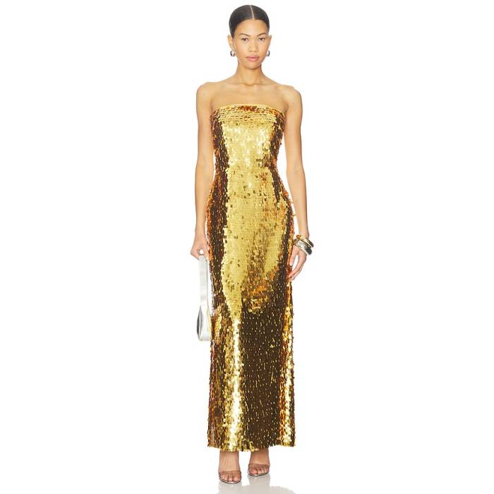 Simonmiller 【 Sculpty Strapless Sequin Dress Women Star Gold 】 お召しもの レディース ゴールド