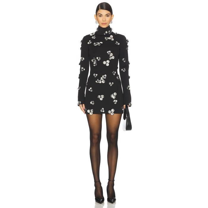 Blumarine 【 Embroidered Crepe Dress Women Black 】 縮緬 お召しもの レディース 黒いこと 黒いこと