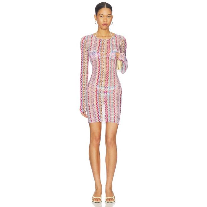 Missoni 【 Long Sleeve T-Shirt Women Multicolor 3D Chevron 】 Sleeve 衣袂 ティーシャツ レディース