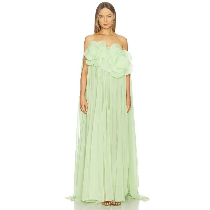 Leo Lin 【 Jaclyn Draped Floor Length Dress Women Juniper Green 】 お召しもの レディース green 緑・緑であること