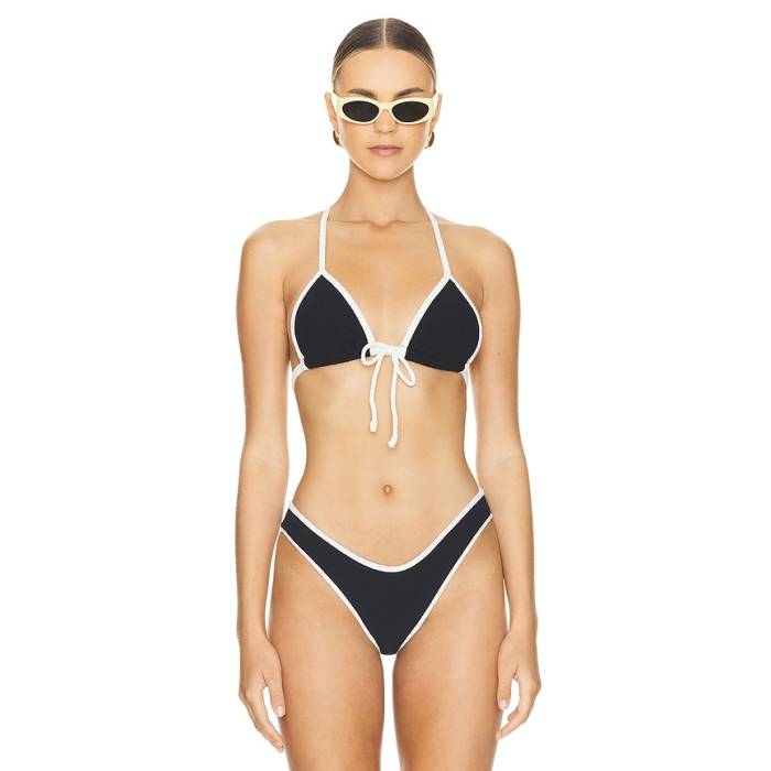 モンシー Montce 【 X Olivia Culpo Emma Bikini Top Women Black Terry Rib 】 レディース 黒いこと 黒いこと