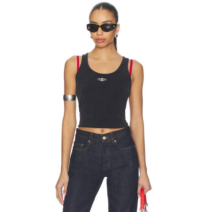 カサブランカ Casablanca 【 Ribbed Tank Top Women Black 】 貯蔵タンクいの一番 レディース 黒いこと 黒いこと