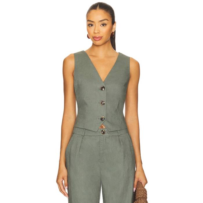 Sndys 【 X Revolve Allegra Linen Vest Women Green 】 アレグラ ベスト レディース green 緑・グリーン｜スニケス